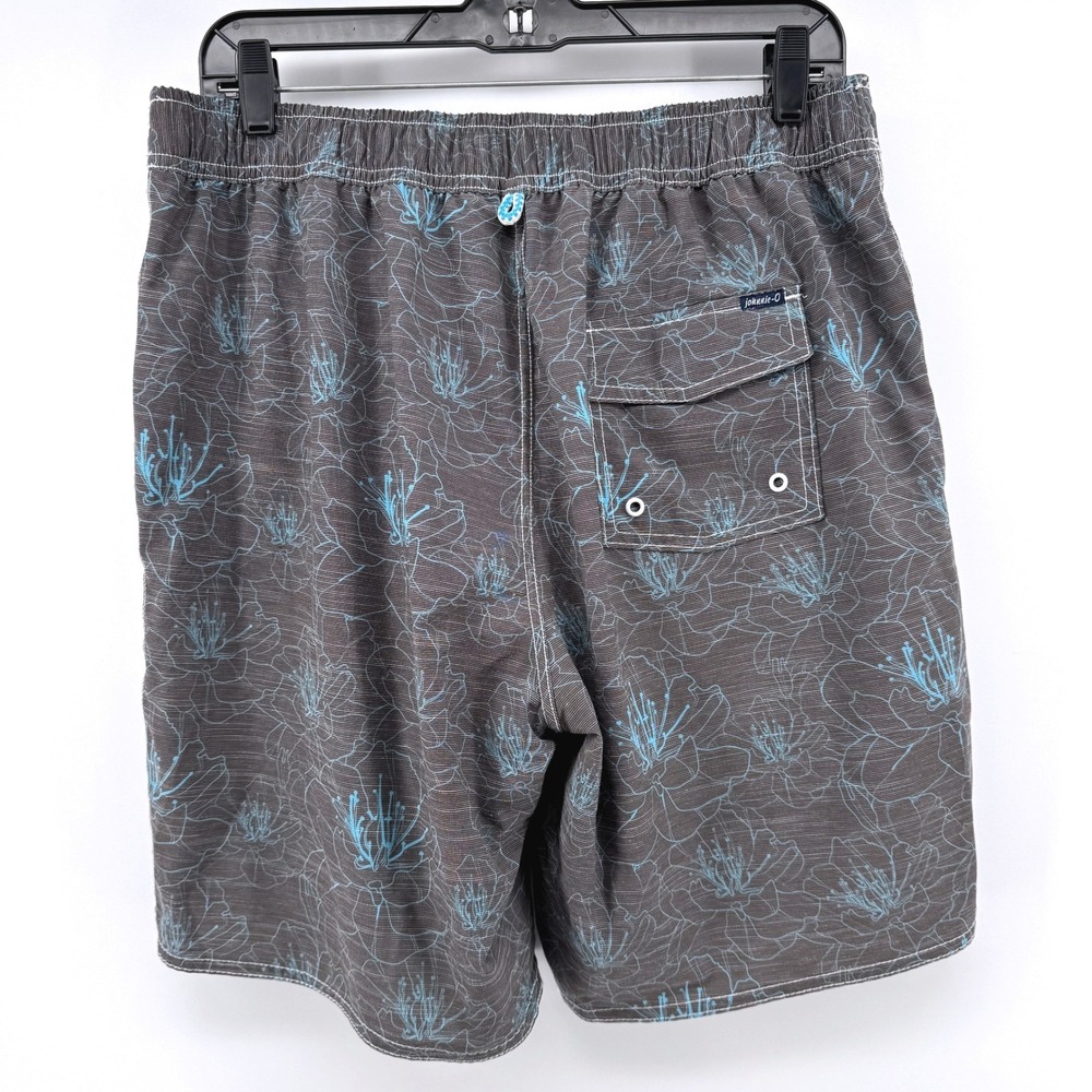 johnnie-O Blue Samson Floral Board Shorts Swim Trunks Mens Medium Grey 8" Inseam - Picture 2 of 8